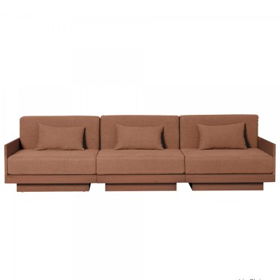 Georges l'élégant 3-seater sofa in walnut finish - lin glaise Gabrielle Paris