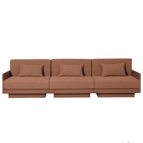 Sofa Georges l'elegante 3-Sitzer Finish Walnuss - Leinen Lehm