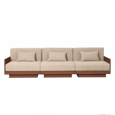 Sofa Georges l'élégant 3-Sitzer Finish Walnuss - natürliches Leinen Gabrielle Paris
