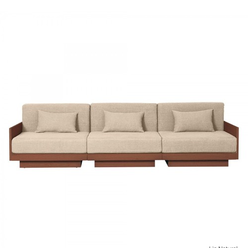 Georges l'élégant 3-seater sofa in walnut finish - natural linen