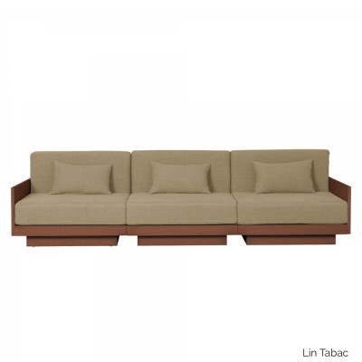 Sofa Georges l'élégante 3-Sitzer Finish Walnuss - Leinen Tabak Gabrielle Paris