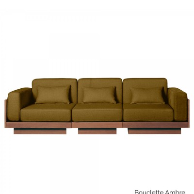Divano Georges Le Confortable 3 posti finitura noce - Bouclette ambra Gabrielle Paris