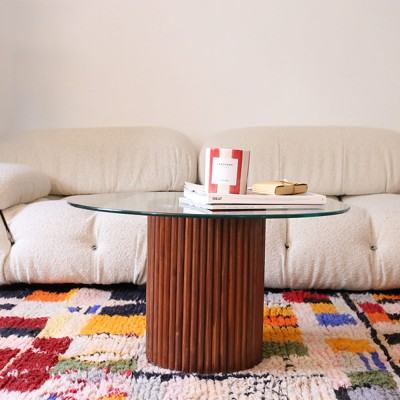 Table basse en bois et plateau verre Them