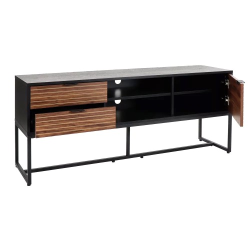 Porta tv piatto PARIGI L 150 x L 40 x H 60 cm - noce/nero