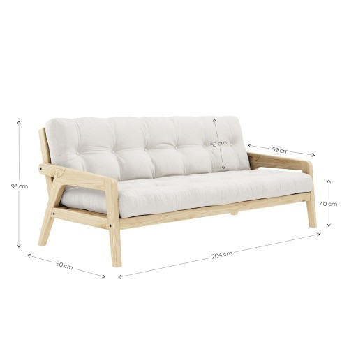 Divano-letto 3 posti Grab - 756 Verde oliva