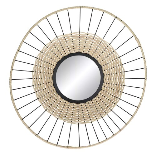 TRIX mirror DIA 61 x H 18 cm - natural/black