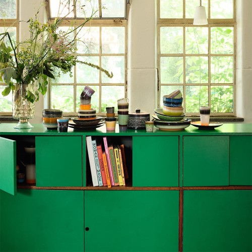 70er Jahre Keramik: Latte Macchiato, Boogie Becher (Satz von 2)