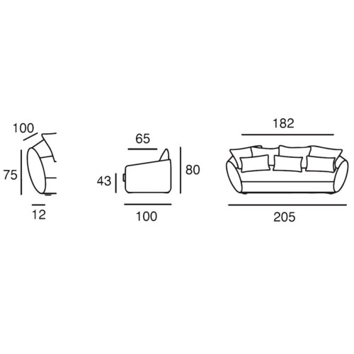 4-zitsbank Figari 205 cm