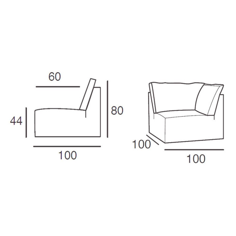Silla esquinera Arles 100 x 100 cm
