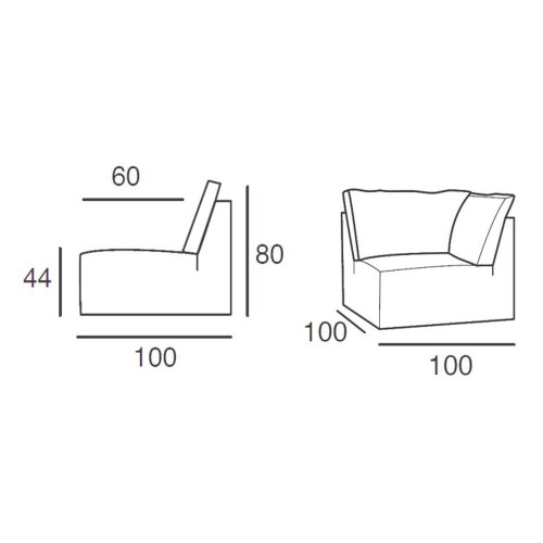 Silla esquinera Arles 100 x 100 cm