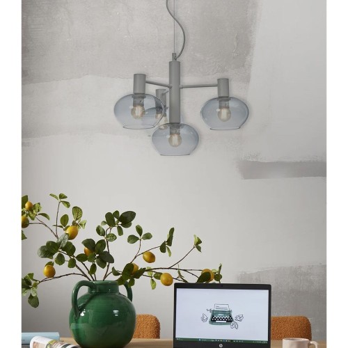 Lampada a sospensione Bologna con 4 bracci - grigio