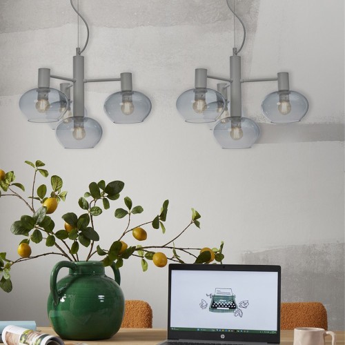 Bologna hanglamp met 4 armen - grijs