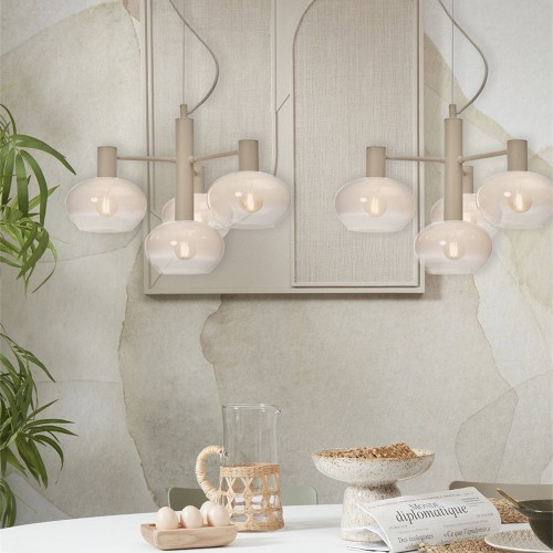 Lampada a sospensione Bologna con 4 bracci - bianco latte