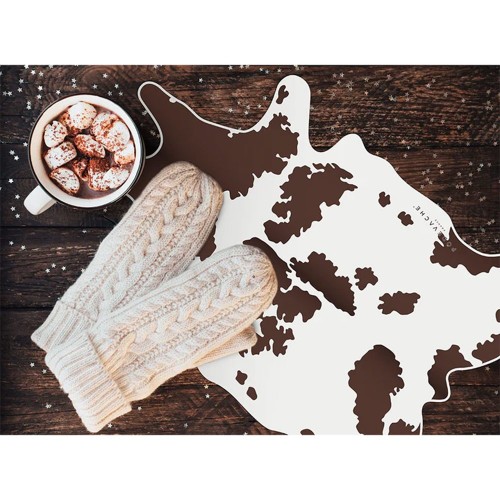 Cowhide vinyl place mat - brown