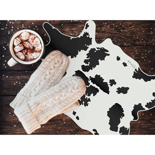 Cowhide vinyl placemat - black