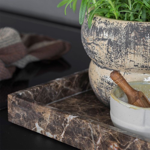 MARBRE L deco dienblad - bruin