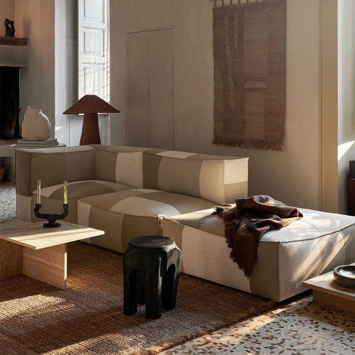 Catena Sq L500 Patchwork Poef - Natuurlijk/Off Wit