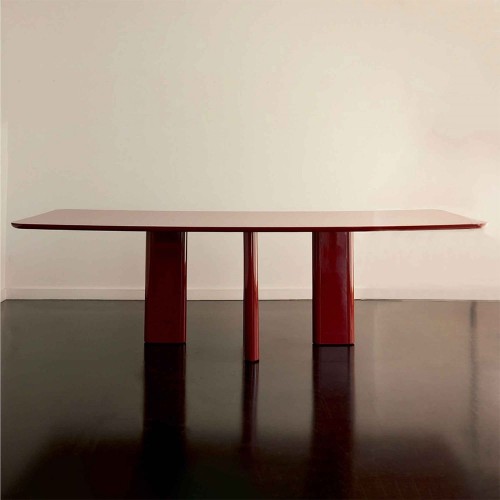 Mesa de comedor rectangular Joe 220x100 - Fresno lacado Burdeos