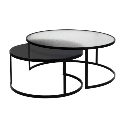 set/2 coffee tables DIA 60/80 x H 30/35 cm - black
