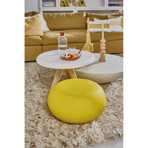 Table basse Pretoria DIA 40 x H 45 cm - blanc cassé