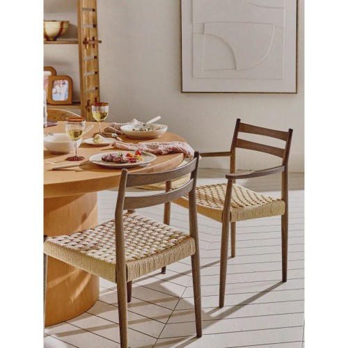 Chaise Minou avec accoudoirs - noyer