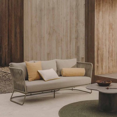 Saconca 3-seater outdoor sofa in rope and green galvanized steel 192 cm