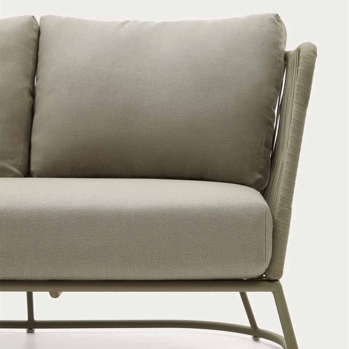 Saconca 3-seater outdoor sofa in rope and green galvanized steel 192 cm