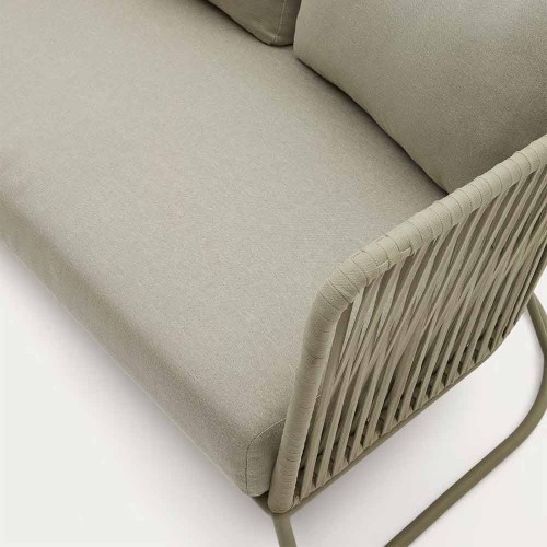 Saconca 3-seater outdoor sofa in rope and green galvanized steel 192 cm