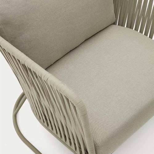 Sillón de exterior Saconca de cuerda y acero galvanizado verde