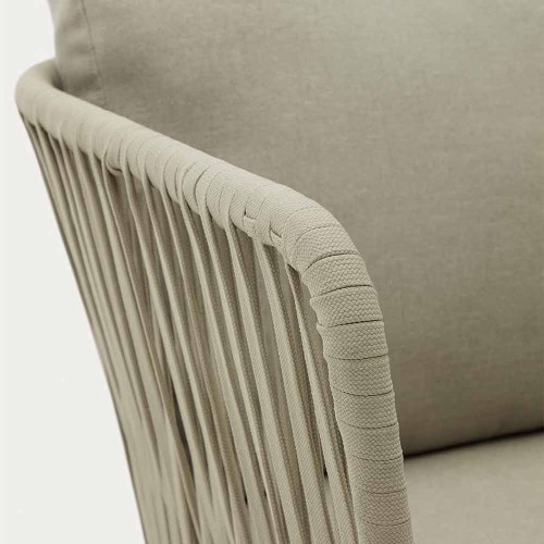 Sillón de exterior Saconca de cuerda y acero galvanizado verde