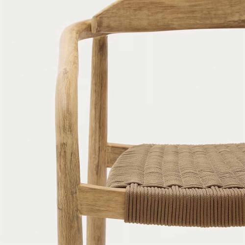 Chaise Nina en bois d'acacia massif et corde beige FSC 100%
