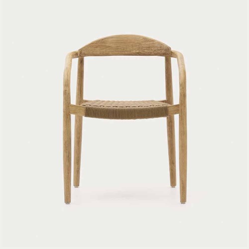 Sedia Nina in legno massiccio di acacia e corda FSC 100% beige