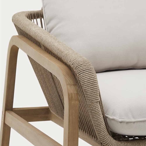 Set Vellana - divano a 3 posti, 2 poltrone e tavolino in corda beige FSC 100% acacia