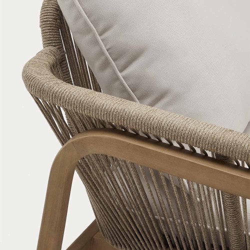 Conjunto Vellana - Sofá de 3 plazas, 2 sillones y mesa de centro de cuerda de madera de acacia 100% FSC beige