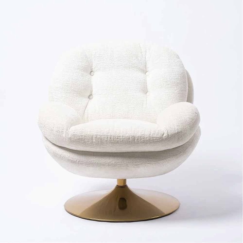 Witte Memento fauteuil, gouden onderstel