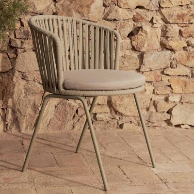 Silla de exterior Saconca de cuerda y acero galvanizado verde 2