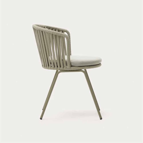 Saconca outdoor chair in rope and green galvanized steel