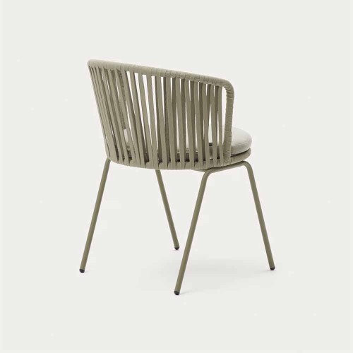 Silla de exterior Saconca de cuerda y acero galvanizado verde