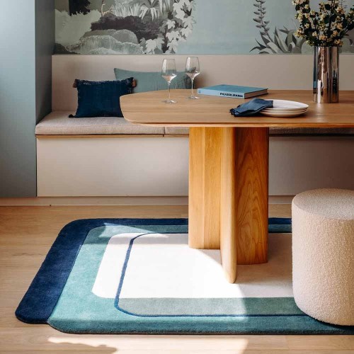 Echo blauw wollen vloerkleed