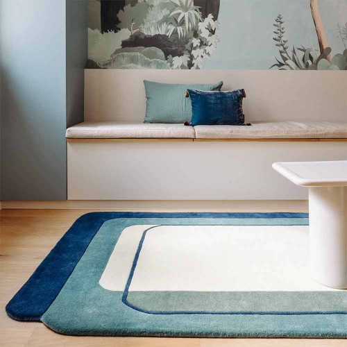 Tapis en laine Echo bleu