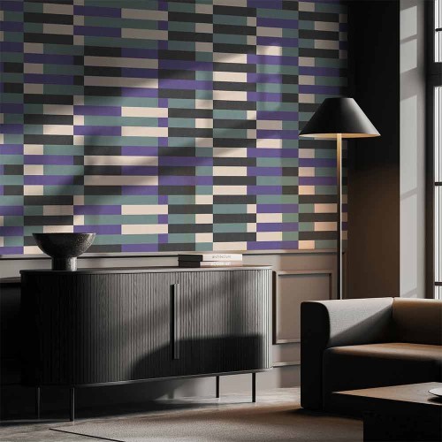 Purple and green Bauhaus wallpaper