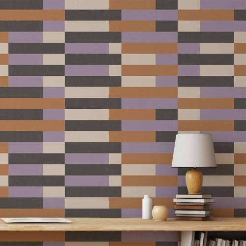 Bauhaus-Tapete in Lila und Orange