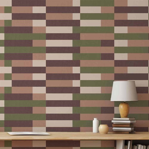 Terracotta and Bauhaus green wallpaper