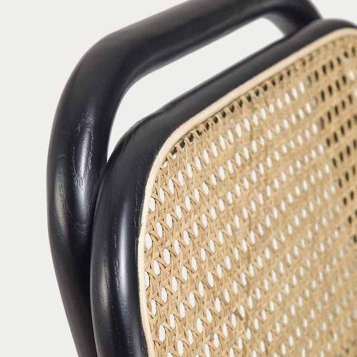 Doriane kruk iepenhout zwart gelakt 65 cm zitting met bekleding