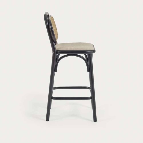 Doriane kruk iepenhout zwart gelakt 65 cm zitting met bekleding