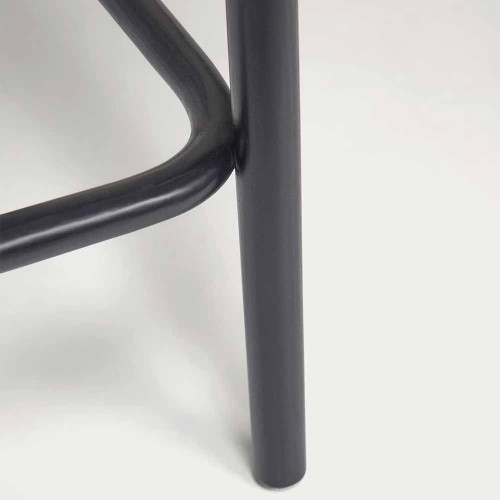 Sgabello Doriane in legno di olmo laccato nero 65 cm sedile con imbottitura