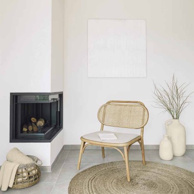 Doriane armchair oak wood natural finish seat with upholstery KaveHome