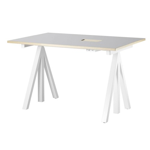 Adjustable desks - Light grey Lino with ash trim