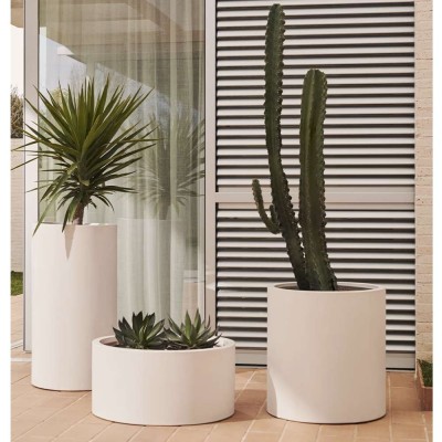 Witte cement Aiguablava plantenbak Ø 42 cm 2