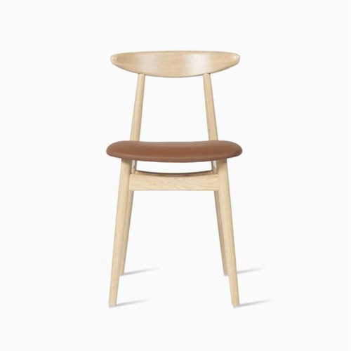 Teo chair natural oak chestnut leather seat